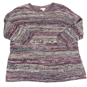 J. Jill Sweater Purple Blue 3/4 Sleeve XS Petite 100% Cotton Preppy‎ Cottagecore